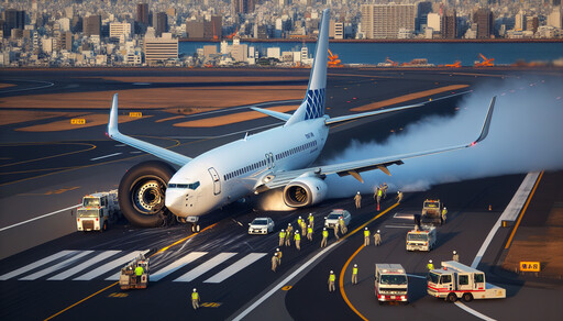 又是波音737！日航客機降落羽田機場突爆胎 機上60名乘客全數平安