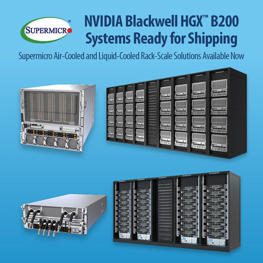 Supermicro 利用 NVIDIA HGX B200 全面提升 NVIDIA Blackwell 機架級解決方案的產能