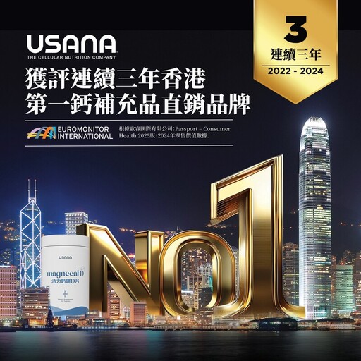 五個 USANA 國家或地區市場因產品卓越而受歐睿國際表揚