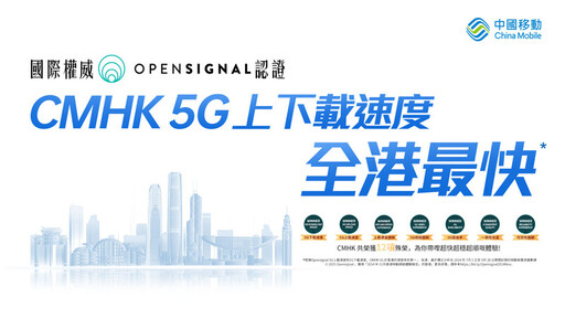 中國移動香港5G網絡榮獲Opensignal12項大獎