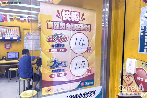威力彩頭獎連33期摃龜 下週一獎金衝15.5億元