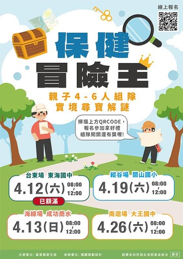 臺東縣衛生局「我是保健達人」系列活動 歡迎組隊報名 首場「保健冒險王」挑戰賽12日啟動