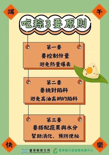 一粽在手 健康我有 臺東縣社區營養推廣中心提醒您端午節這樣吃更安心