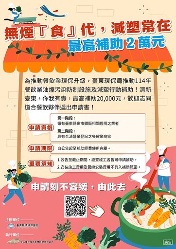 臺東環保局推夜市油煙防治補助 尚有名額歡迎攤商踴躍申請