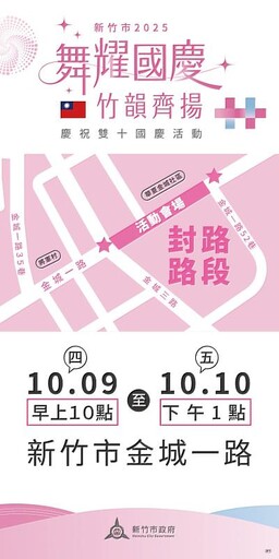 竹市2025雙十國慶活動登場！ 乘車資訊、交管措施一次看