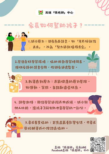 高雄張老師中心分享-陪伴孩子面對 「我一定要考好」的壓力