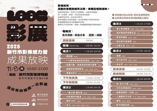 竹市影像培力營成果放映11/8登場 邀請市民欣賞觸動人心的在地故事