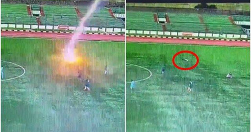 足球員比賽到一半被雷劈中 全場球迷面前倒地身亡