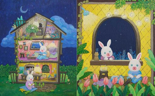 韓藝術家畫筆下夢幻小兔童趣登台 台畫家描摹最佳「萌友」毛小孩