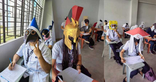 菲律賓大學「防作弊帽」進化了！ 憤怒鳥、皮卡丘與電鋸人同場考試