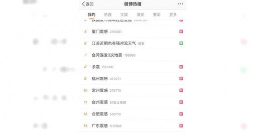 中國網友嘲諷台灣地震 微博官方也看不下去…出重手教訓大陸網民