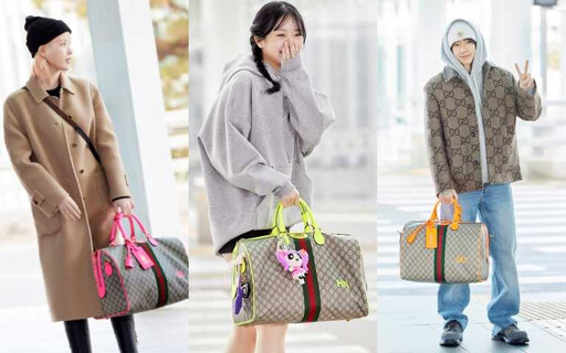 明星機場穿搭的最夯單品！IU、Hanni、Jay Park出國必帶「GUUCI旅行袋」！
