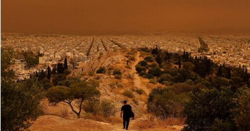 6年來最強沙塵暴！希臘天空昏黃如「世界末日」 高達25起野火肆虐