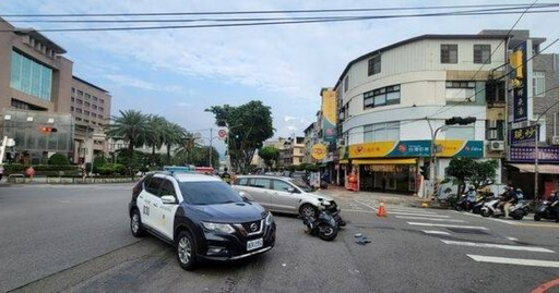 台中豐原路口轉彎車與直行機車相撞 騎士被撞飛重摔倒地幸無大礙