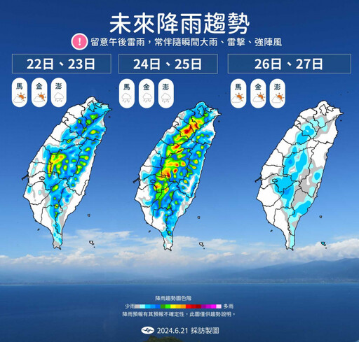 太平洋高壓影響！未來一周「午後雷雨連襲」 最大降雨時間曝