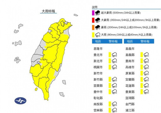 15縣市大雨特報 大雷雨轟2地！示警區域曝光