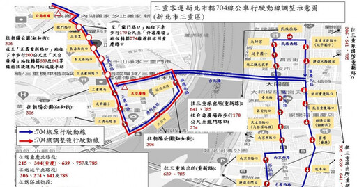 通勤注意！三重客運704公車調整路線 只開到捷運台北橋站