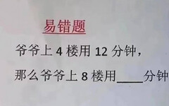 小二數學「爺爺12分鐘上4樓，爬8樓要多久？」 全場都答錯！