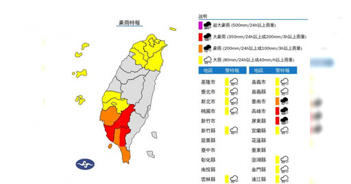 快訊／15縣市豪大雨特報！北北桃「國家警報響」大雷雨猛轟