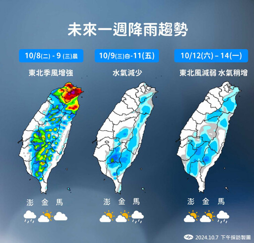 豪雨連2天炸3地！國慶日天氣曝 北部「這天低溫21度」週末水氣再增