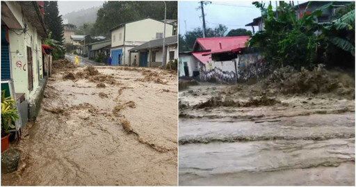 康芮襲台釀災！花蓮卓溪部落遭「滾滾泥水猛灌」道路淹成急流