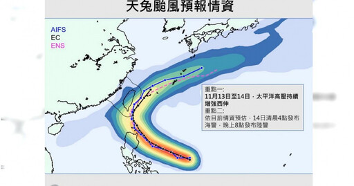 天兔「明天海陸警機率高」 日本氣象廳：已達強烈颱風等級