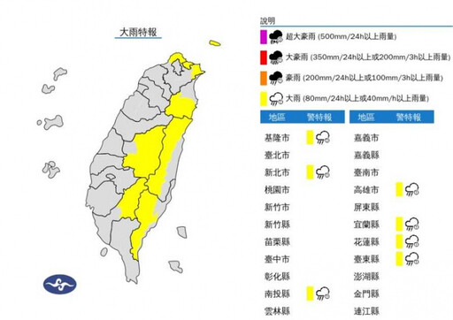 快訊／7縣市大雨特報！ 一路下到晚上