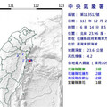 花蓮外海6時14分發生規模4.2地震 最大震度3級