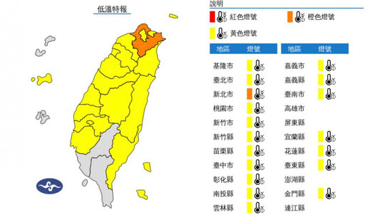 18縣市低溫特報！這地「非常寒冷」 台中以北低溫恐跌9度以下