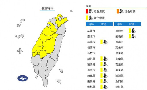 強烈大陸冷氣團伴輻射冷卻 9縣市低溫特報「最凍不到10度」