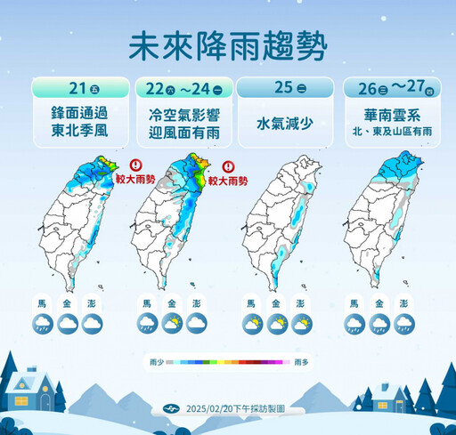 鋒面和東北季風影響「北東溼答答」 冷氣團影響周日急凍剩11度