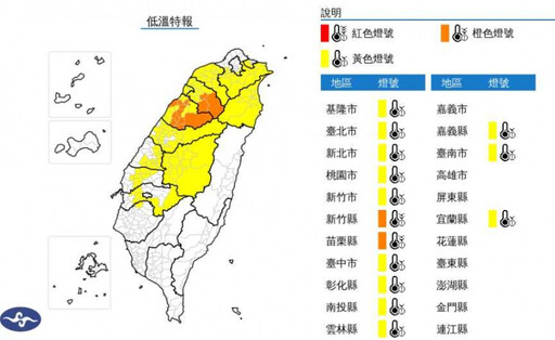 快訊／14縣市低溫特報！ 今晚至明晨「低溫恐探6°C」