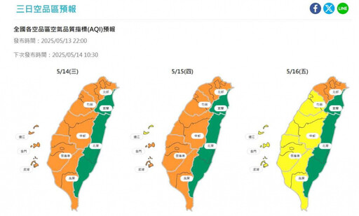 敏感族群注意!臭氧空汙濃度升高 19縣市達「橘色提醒」等級