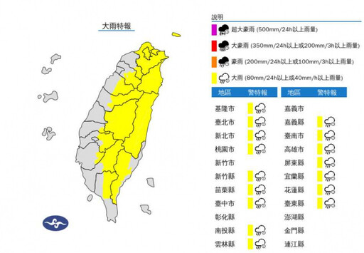 午後雨彈開炸「半個台灣溼答答」 5縣市大雷雨警戒…防劇烈天氣現象