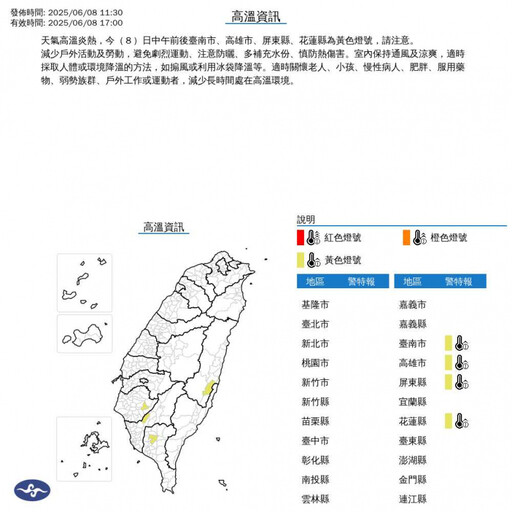 氣象署示警4縣市高溫恐飆36度 慎防午後雷陣雨