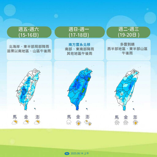 明西半部炎熱!苗栗以南及山區午後溼答答 這3天降雨範圍擴大