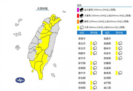 國家警報響!13縣市雨彈開炸 29地區大雷雨警戒