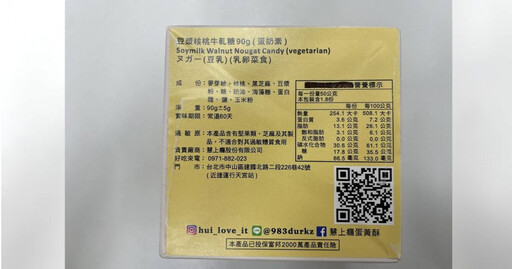 北市衛生局公布中秋節食品抽驗結果 「慧上癮、食芋堂」皆出包