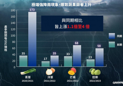 強降雨、極端高溫讓菜越來越貴？ 環團籲對抗「氣候通膨」