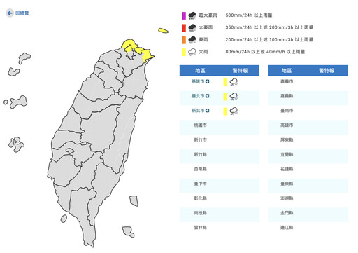 快訊／真的變天！3縣市發布大雨特報 氣象署估：將一路下到明天