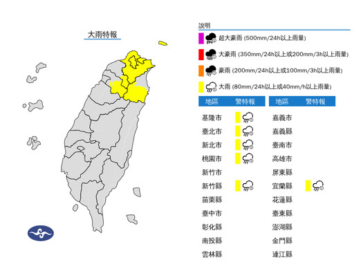 快訊／午後雷雨炸北台灣！6縣市劇烈降雨 氣象署示警：小心9級強風