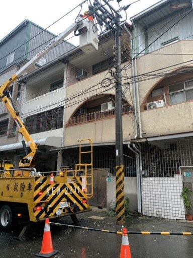 台南大雷雨致停電 台電迅速搶修約1小時復電