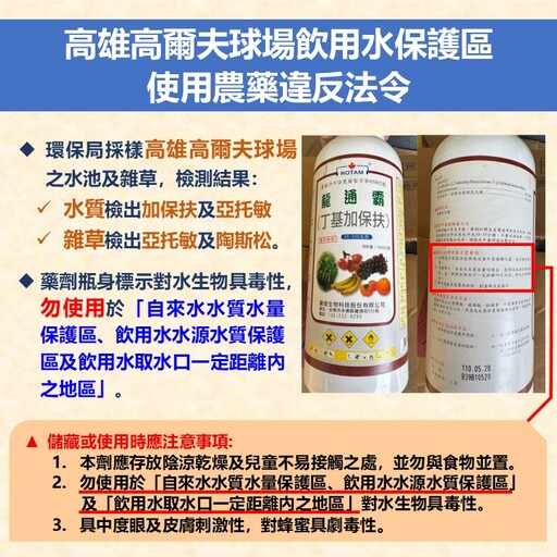 澄清湖球場使用農藥 高雄市環保局：飲水保護區使用農藥 嚴重違反法令！