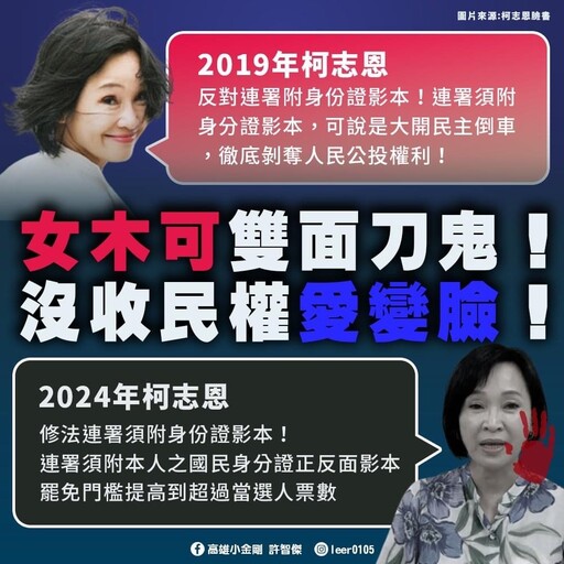 柯志恩變女木可！昨是今非自打臉！許智傑質疑柯志恩及國民黨到底怕什麼？