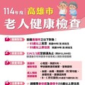 114年高雄市老人健康檢查開始 預計提供52,500位名額，額滿截止