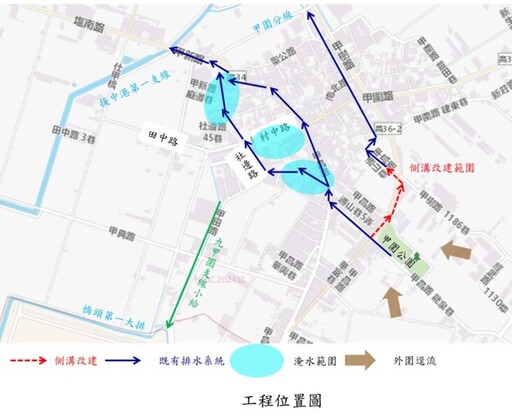 高市橋頭區九甲圍周邊排水改善開工 有效提升社區防洪能力