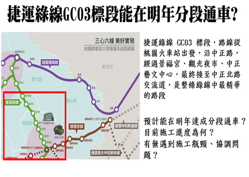 桃議會捷運工程局工作報告 林政賢質詢多項交通建設相關進度