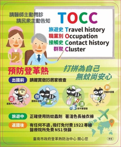 南市新增第3例境外移入登革熱確診病例 黃偉哲籲做好防蚊措施！