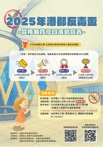 「2025港都反毒盃品格教育繪圖競賽」邀集高市國小學童揮灑創意!