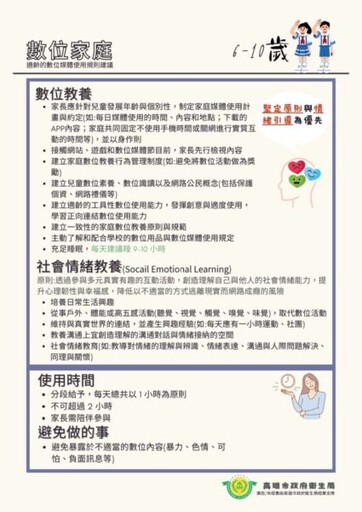 培養數位素養與心理韌性 高市衛生局推動健康數位家庭適齡教養